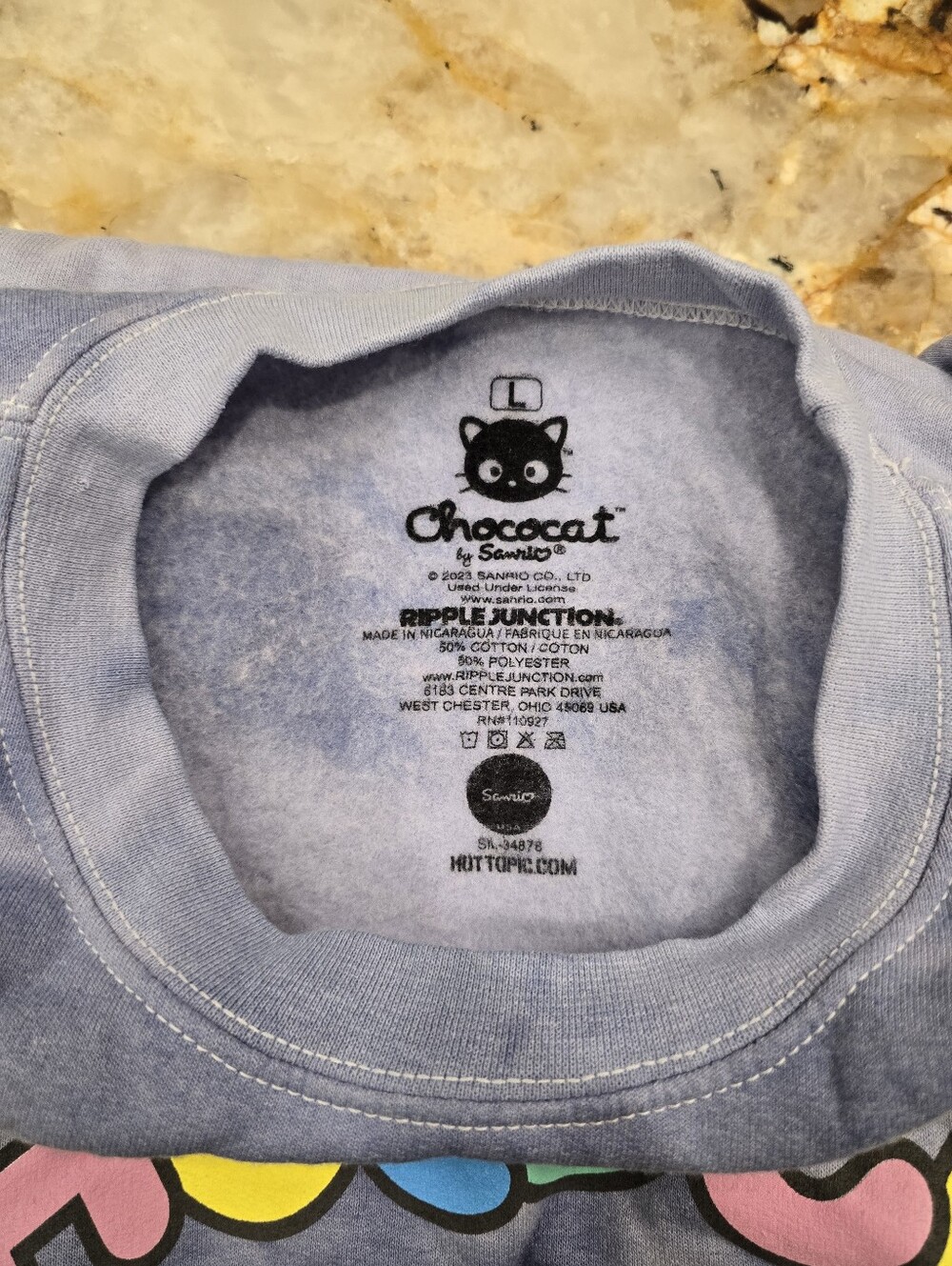 Sanrio Chococat Flowers Lavender Tie-Dye Sweatshirt L - Picture 2 of 5